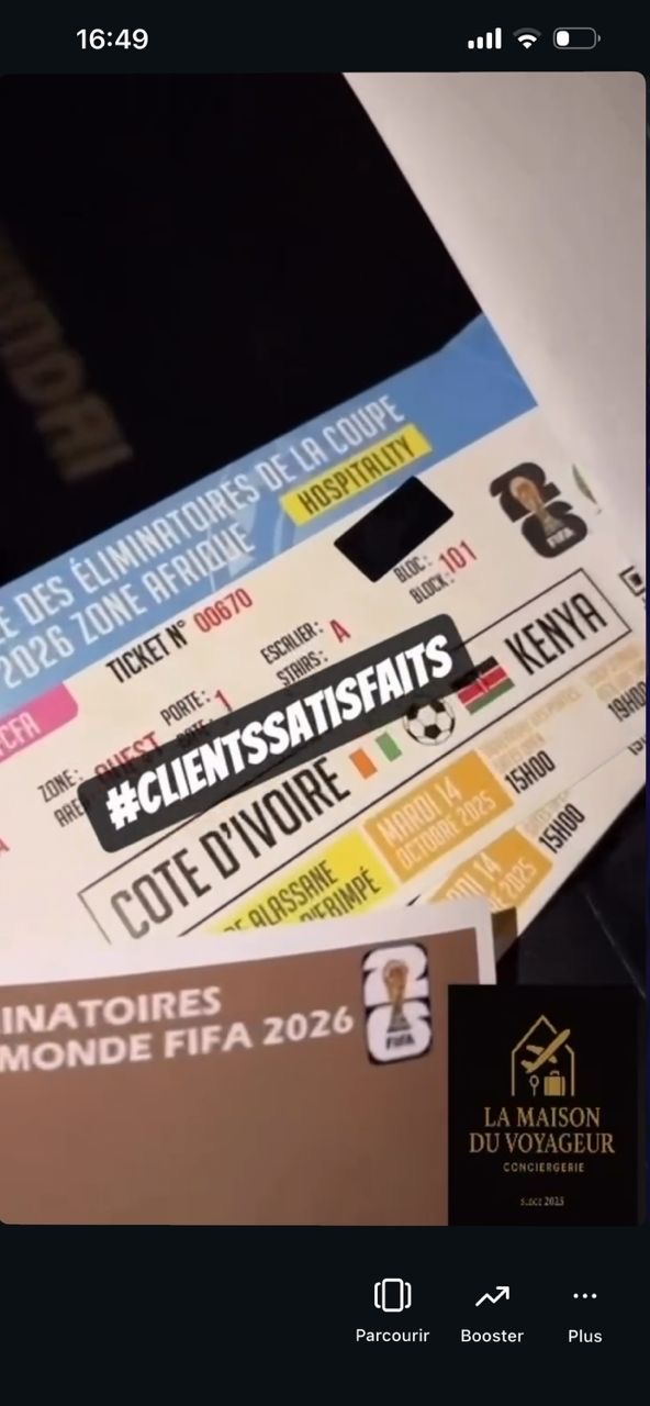 Tickets match Cote d'Ivoire Kenya